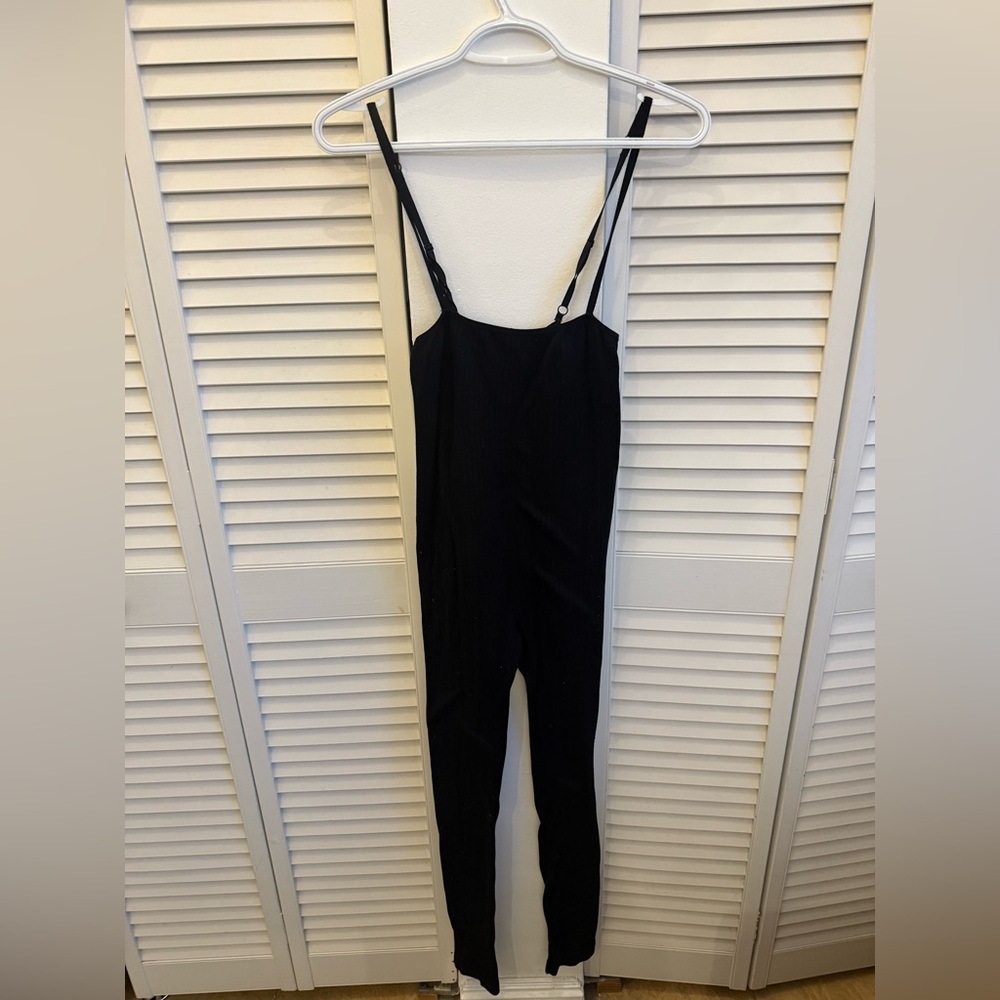 Black Ribbed Jumpsuit - Picture 3 of 5